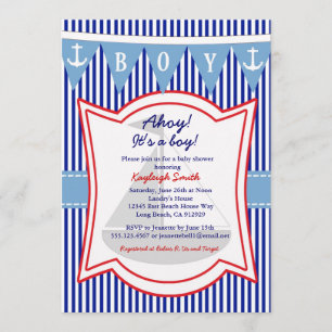 Baby shower nautique Invitation Ancre de voile