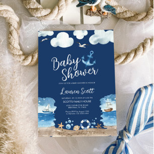 Baby shower nautique Invitation aquarelle