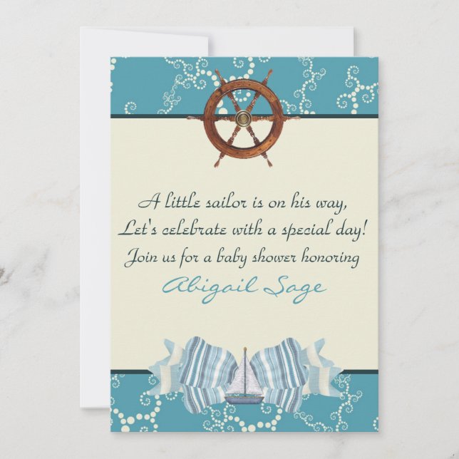Baby shower nautique Invitations pour garçons (Devant)