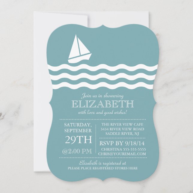 Baby shower nautique moderne Invitation (Devant)
