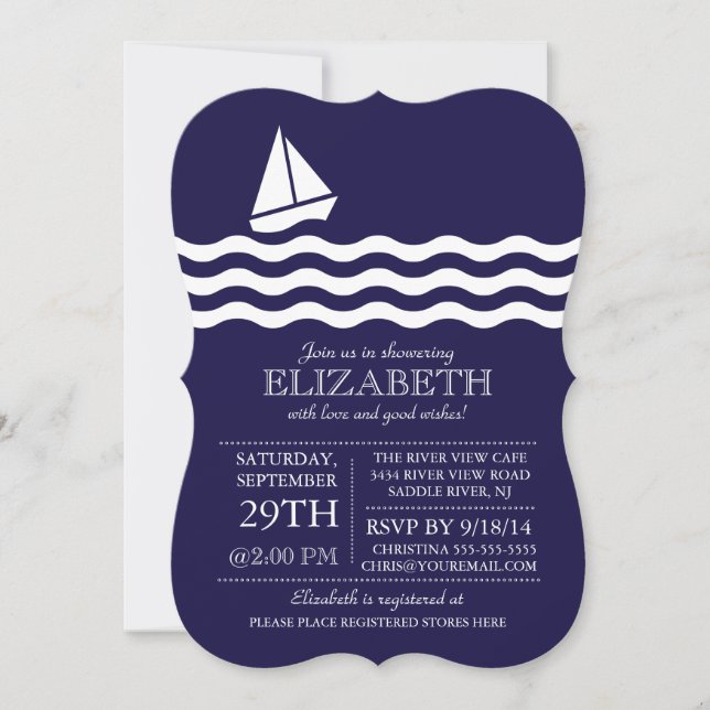 Baby shower nautique moderne Invitation (Devant)