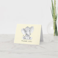 Baby shower neutre éléphant Merci Note