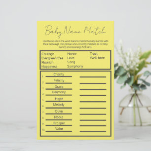 Baby shower Neutre Genre Nom du bébé Match Jeu