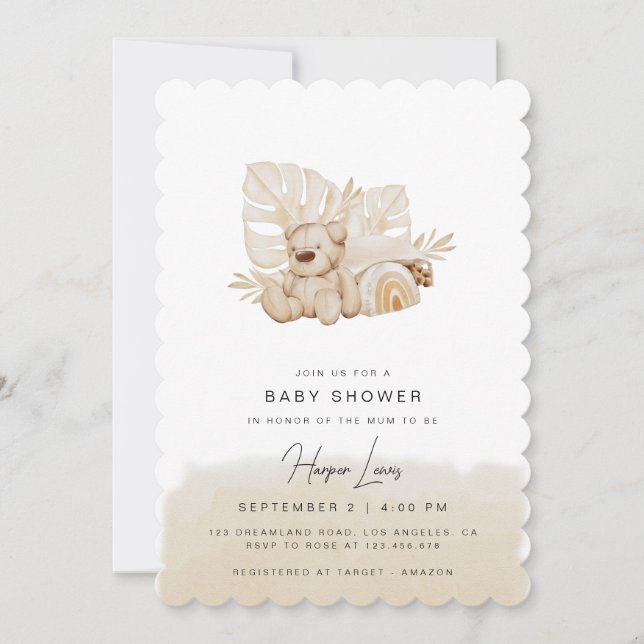 Baby shower neutre Invitation beige (Devant)