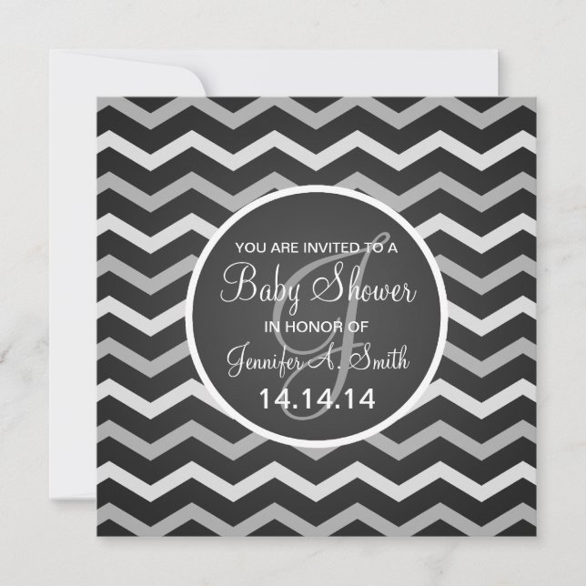 Baby shower neutre Invitation Elegant Chevron Blac (Devant)