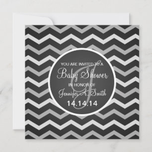 Baby shower neutre Invitation Elegant Chevron Blac