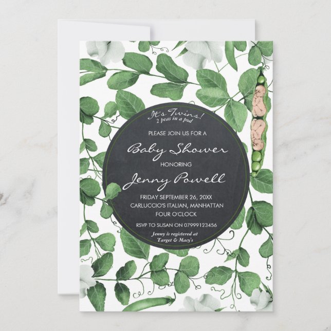 baby shower neutre invitation jumeaux pois dans un (Devant)