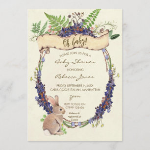 baby shower neutre invitation lapin de forêt lapin