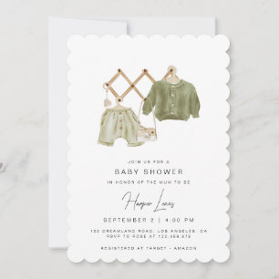 Baby shower neutre Invitation verte