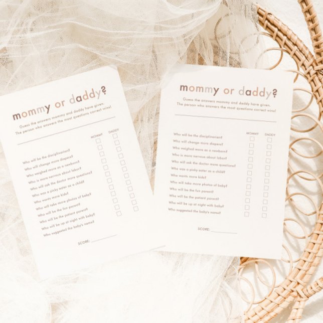 Baby shower Neutre moderne maman ou papa jeu (Créateur téléchargé)