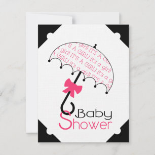 Baby shower noir blanc et rose chaud Invitation