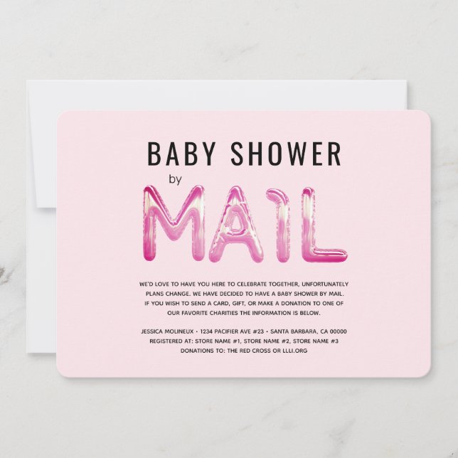 Baby shower noir et blanc par invitation postale (Devant)