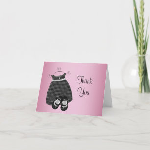 Baby shower noir rose Merci Cartes