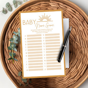 Baby shower Nom du bébé Jeu Sunshine Boho