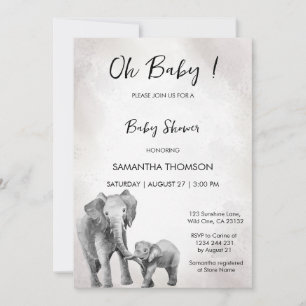 Baby shower non sexiste, invitation à l'éléphant