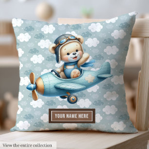 Baby shower Nursery Décor Blue Teddy Bear Coussin