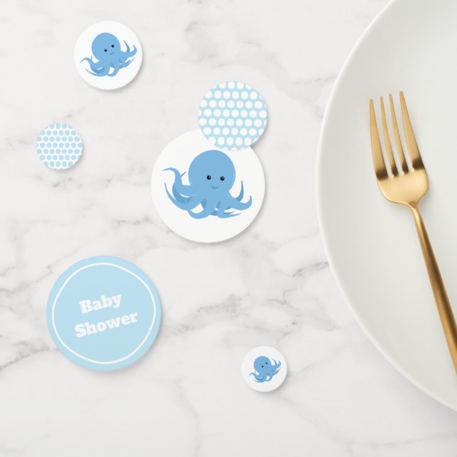 Baby shower octopique bleu | Table Confetti (Groupe)