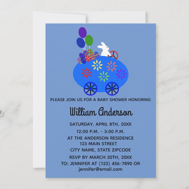 Baby shower Oeuf Lapin #3-2 Carte d'invitation (Devant)