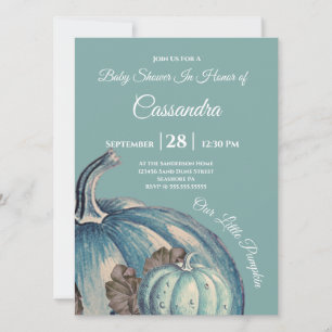 Baby shower Our little Pumpkin aquarelle bleue