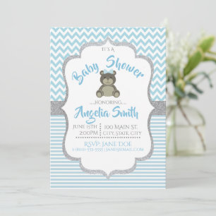 Baby shower Ours Bleu Teddy Invitation
