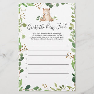 Baby shower Ours Devinez La Nourriture Bébé