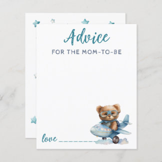 Baby shower ours en peluche bleu Carte de conseil