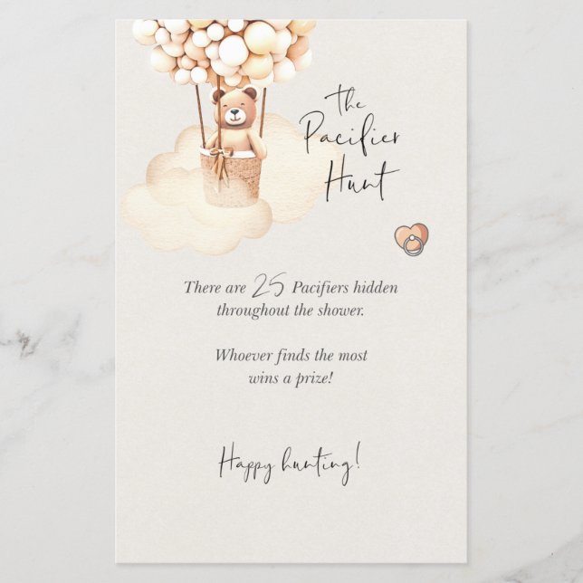 Baby shower ours Jeu Pacifique chasse (Devant)