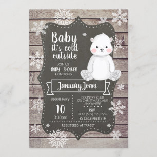 Baby shower Ours Polaire Invitation I Genre Neutre