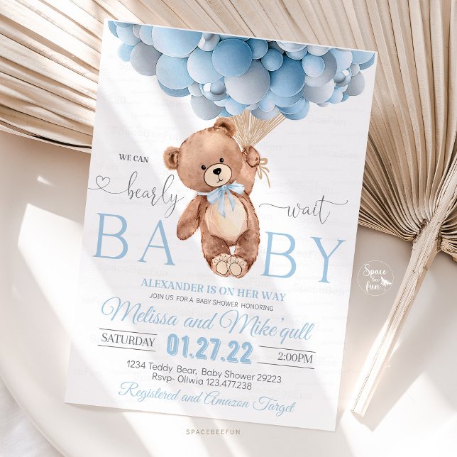 Baby shower Ours Teddy Invitation Nous Pouvons Bea (teddy bear baby shower, baby shower invite, teddy bear party, baby shower invitation, bear theme bab)