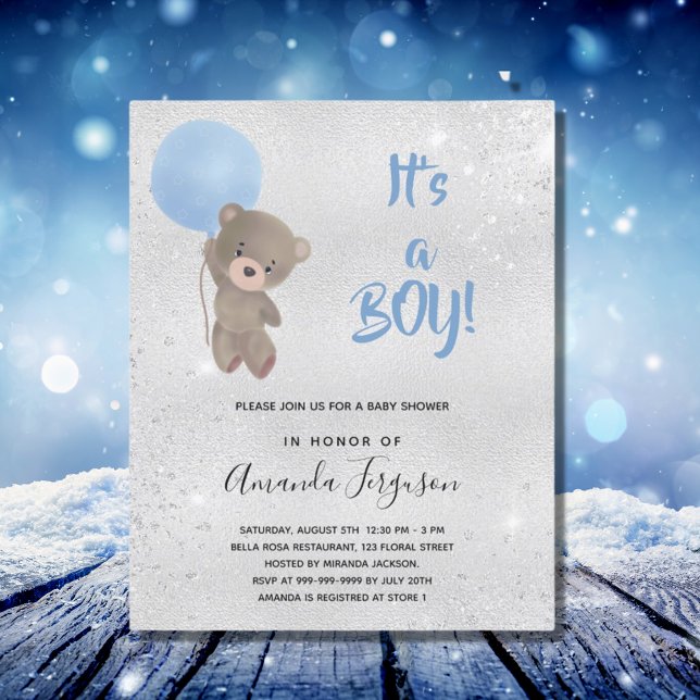Baby shower ourson en peluche invitation garçon (Créateur téléchargé)