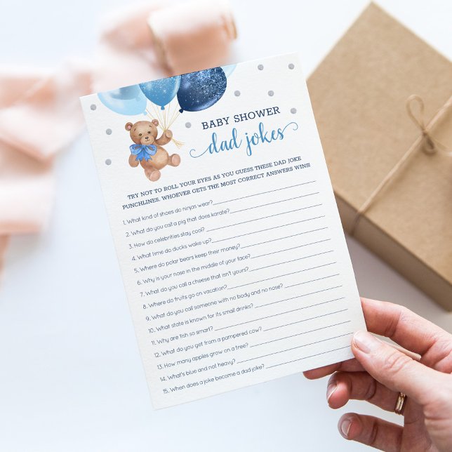 Baby shower Papa Blagues Jeu Teddy Bear Carte Bleu (Créateur téléchargé)