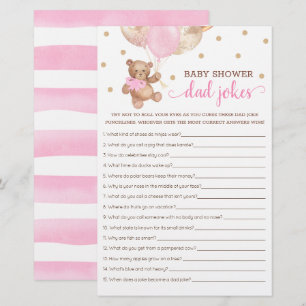 Baby shower Papa Blagues Jeu Teddy Bear Rose