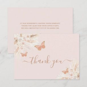 Baby shower papillon Carte de remerciements fille