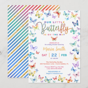 Baby shower papillon coloré Invitation
