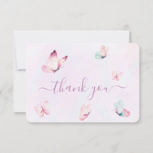 Baby shower papillon Fille Carte de remerciements 