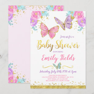 Baby shower papillon Invitation Baby shower fille