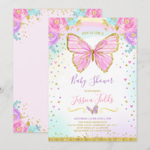 Baby shower papillon Invitation Baby shower fille