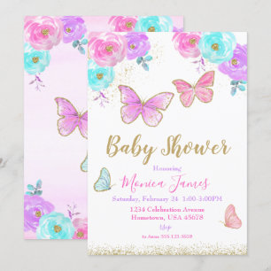 Baby shower papillon Invitation Baby shower fille