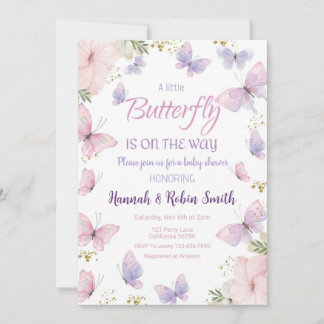 Baby shower papillon Invitation bébé fille Invitat
