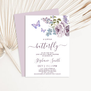 Baby shower papillon Lilac Invitation fille