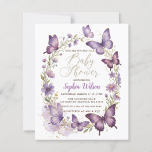Baby shower papillon pailleté or violet Budget
