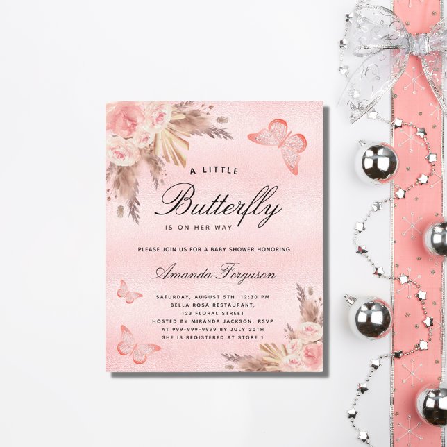 Baby shower papillon pampa invitation budgétaire (Créateur téléchargé)