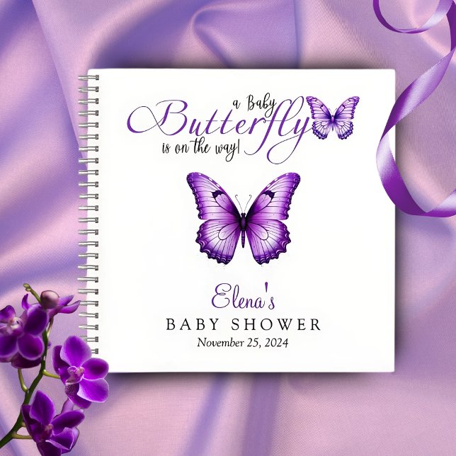 Baby shower papillon Purple Floral Livre d'invité (Créateur téléchargé)