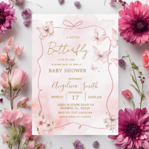 Baby shower papillon rose Bow Invitation