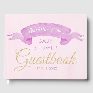 Baby shower papillon rose et violet livre d'or
