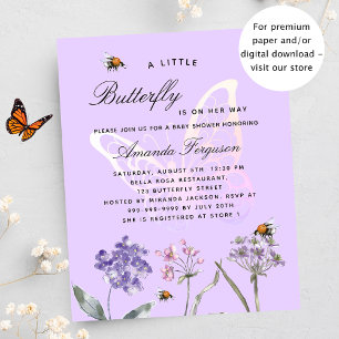 Baby shower papillon violet invitation budgétaire