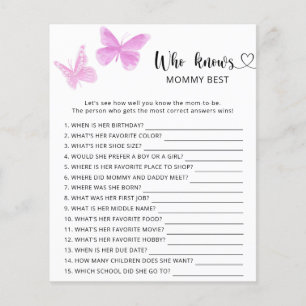 Baby shower papillons, Qui connaît le mieux maman