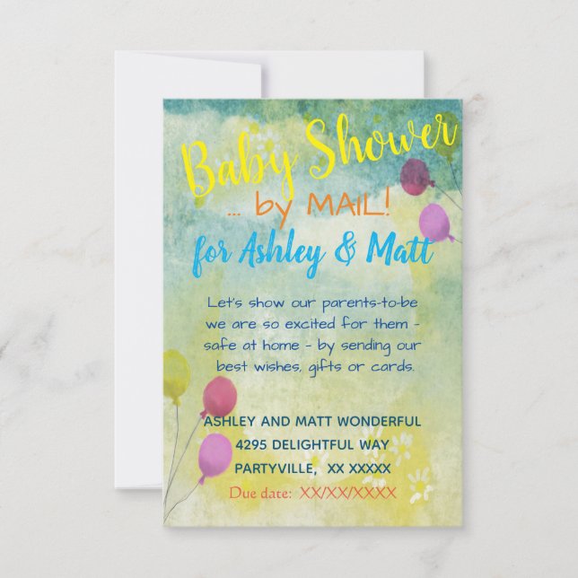 Baby shower par la poste Ballons Invitation (Devant)