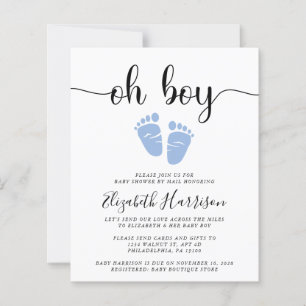 Baby shower Par Mail Oh Boy Blue Budget Invitation