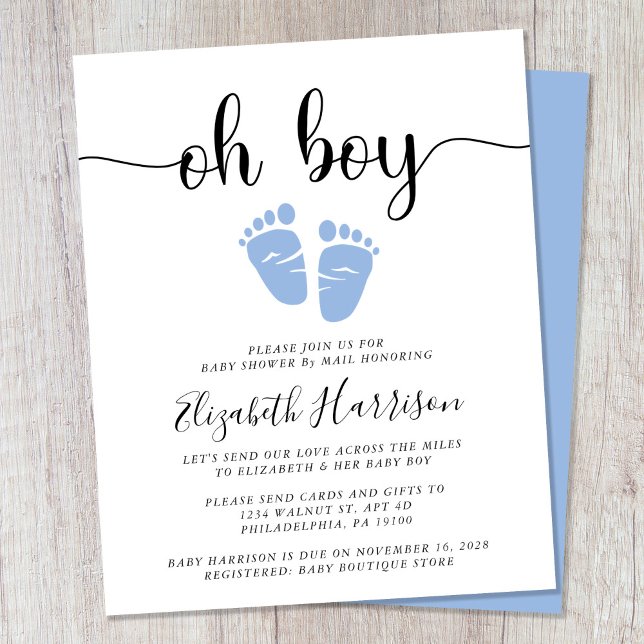 Baby shower Par Mail Oh Boy Blue Budget Invitation (Créateur téléchargé)